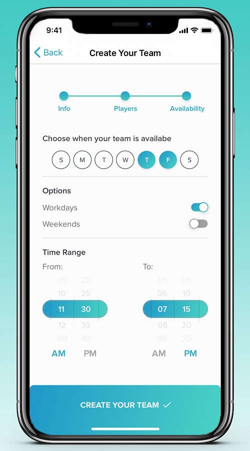 SPORTS APP FOR FOOTBALL AMATEUR TEAMS WITH CHAT